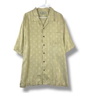 Tommy Bahama Shirt Mens XL X Large Brown Silk Hawaiian Button Down Shirt